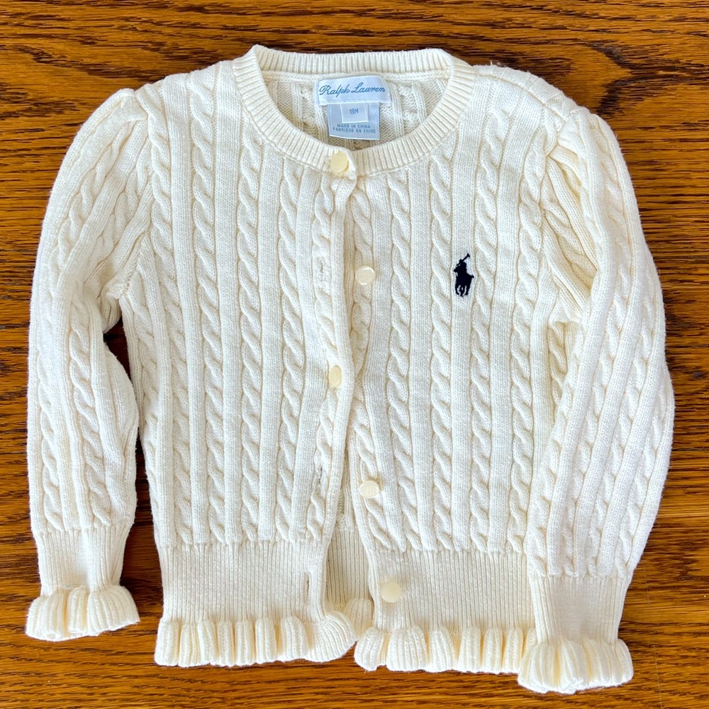 Ralph Lauren Baby Girl Cable Pattern Cardigan - Size 18M